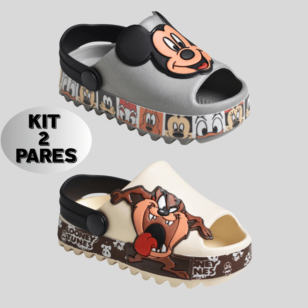 PROMOÇÃO Kit 2 Babuche Infantil Menino Antiderrapante Lançamento Babv Escola Dia a dia Calce Facil