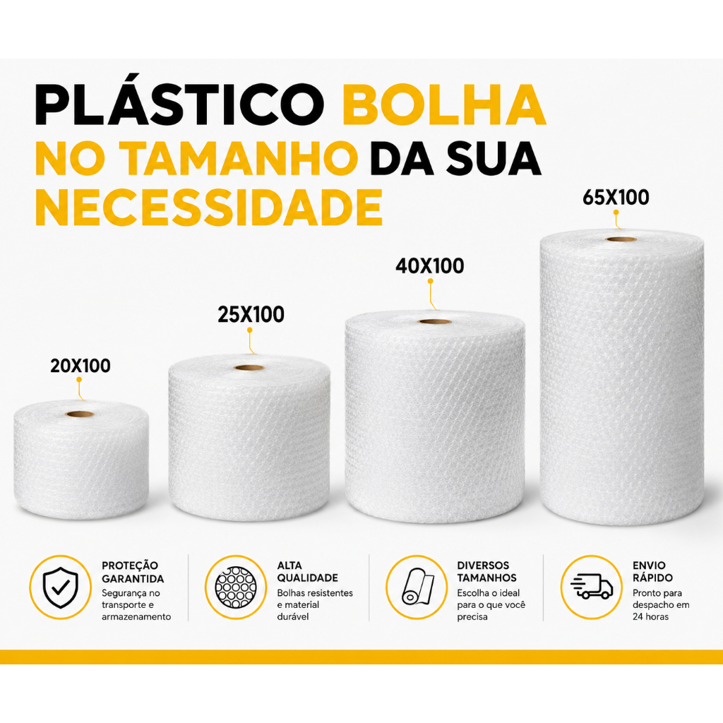 Variedade de Tamanhos Plástico Bolha 100M - Proteção Mudança \ E-commerce Embalagens