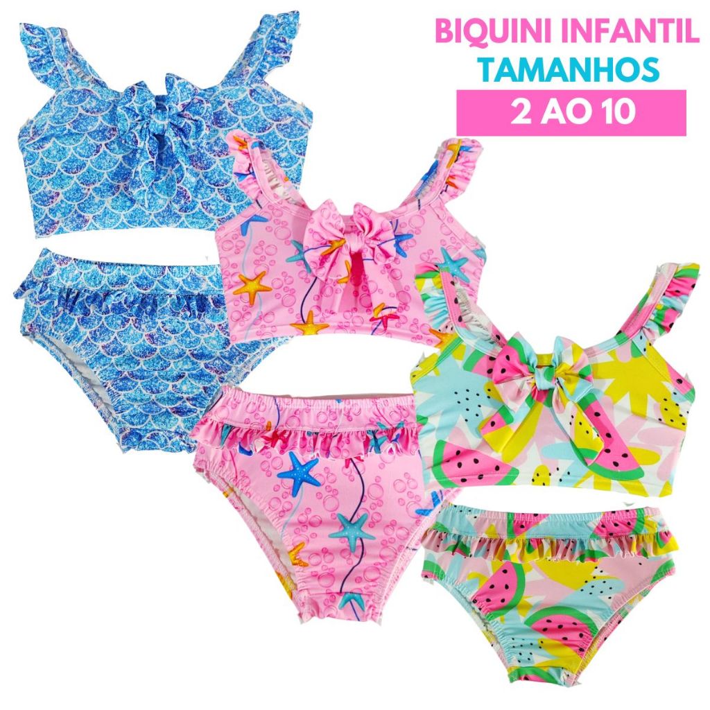 Biquini Infantil Blogueirinha 2 4 6 8 10 Moda Praia Piscina Babado