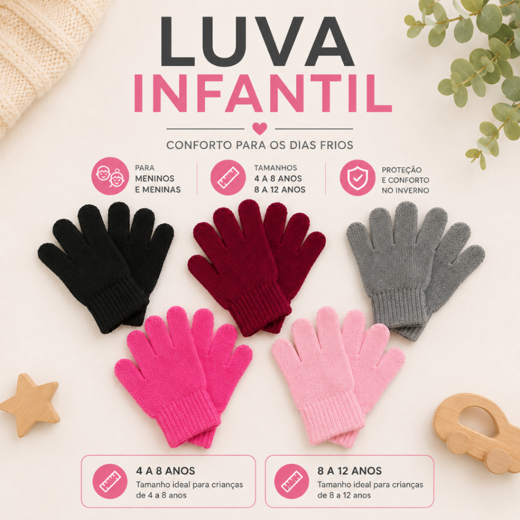 Luva Infantil La Lisa Inverno Frio Criança Menina Menino