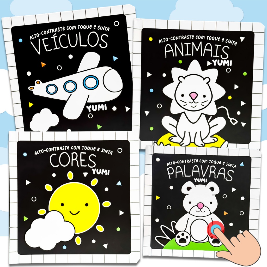 Livro Bebê Alto Contraste Interativo: Estímulo Visual Sensorial para Recém-Nascidos 0 a 6 Meses
