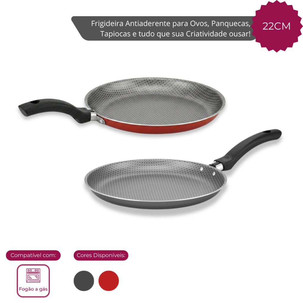 Frigideira Panquequeira e Tapioca Antiaderente Alegrete 22Cm