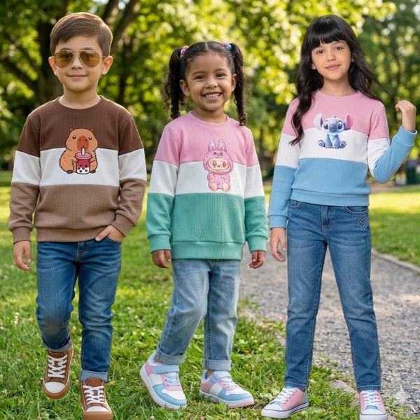 Blusa Infantil Unisex Novidade Manga Longa Novidade Inverno
