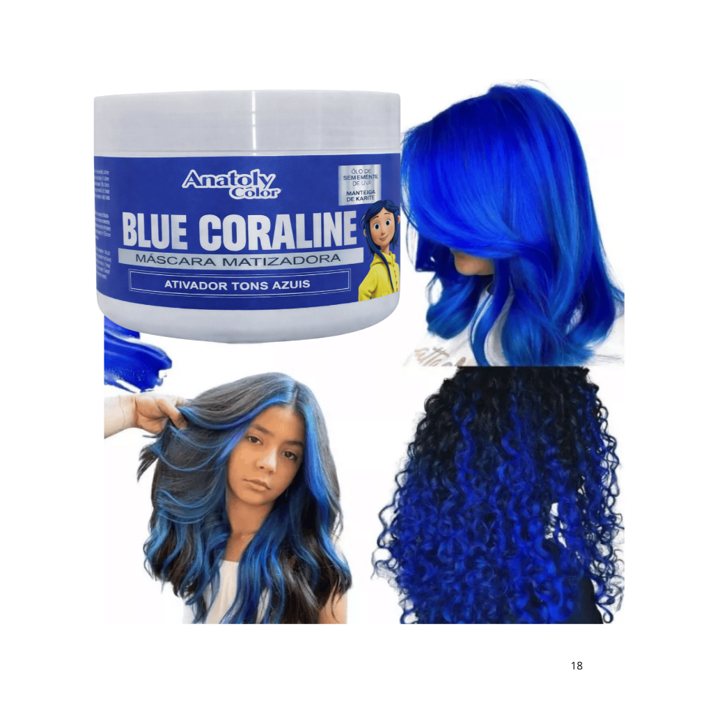 Tonalizante Azul Blue - Mechas Azuis fácil - Sem Amônia - Resultado 100% Natural Anatoly 300g