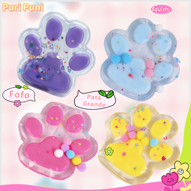 Squishy Gigante Patinha de Gato Com LED – 14cm de Fofura e Alívio de Estresse