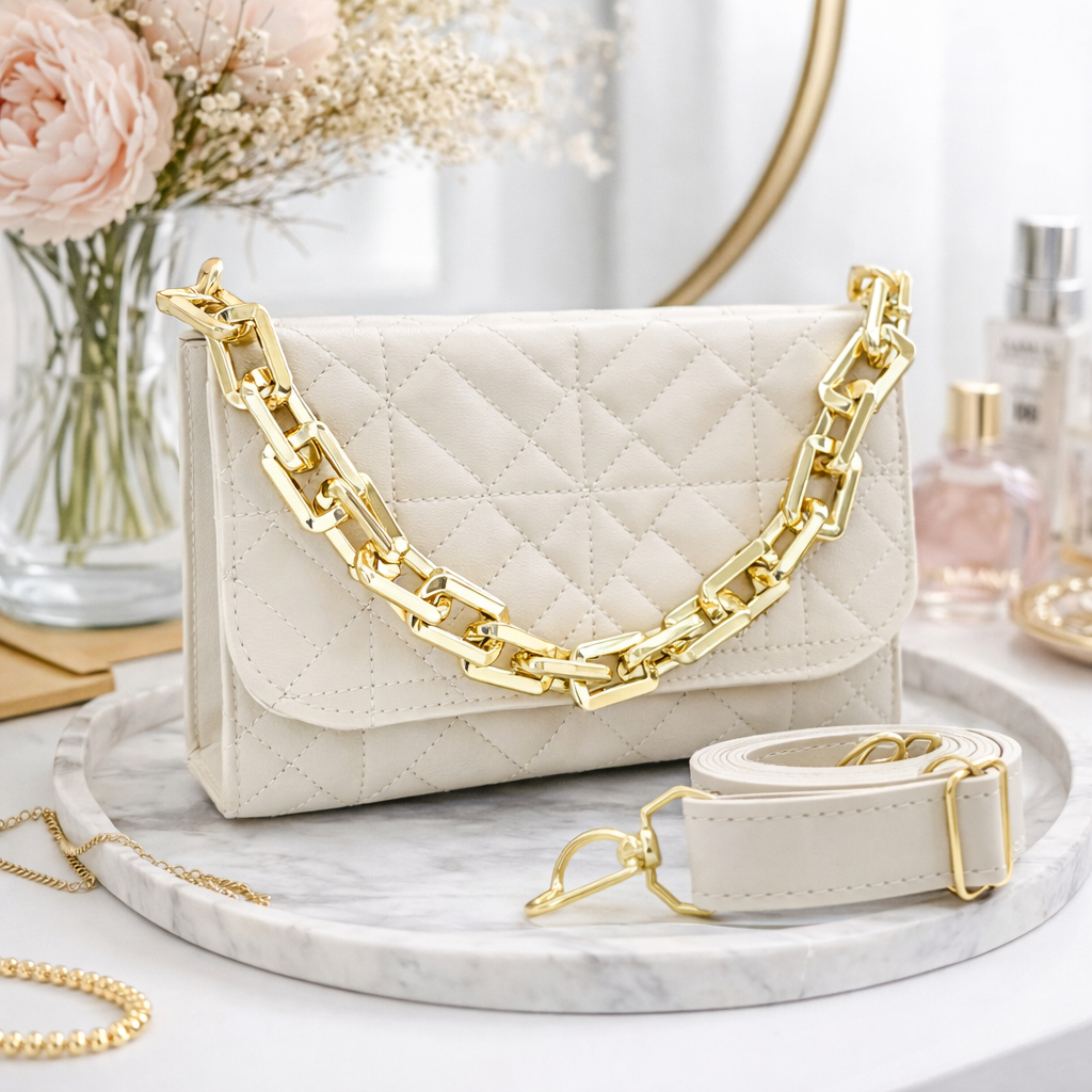 Bolsa Feminina Transversal com Corrente Dourada | Estilo Luxo, Prática e Versátil