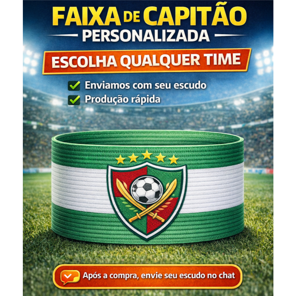 Braçadeira Faixa de Capitão para Time: modelo elástico, personalizada, fácil de colocar, com velcro IMPRESSÃO DIGITAL