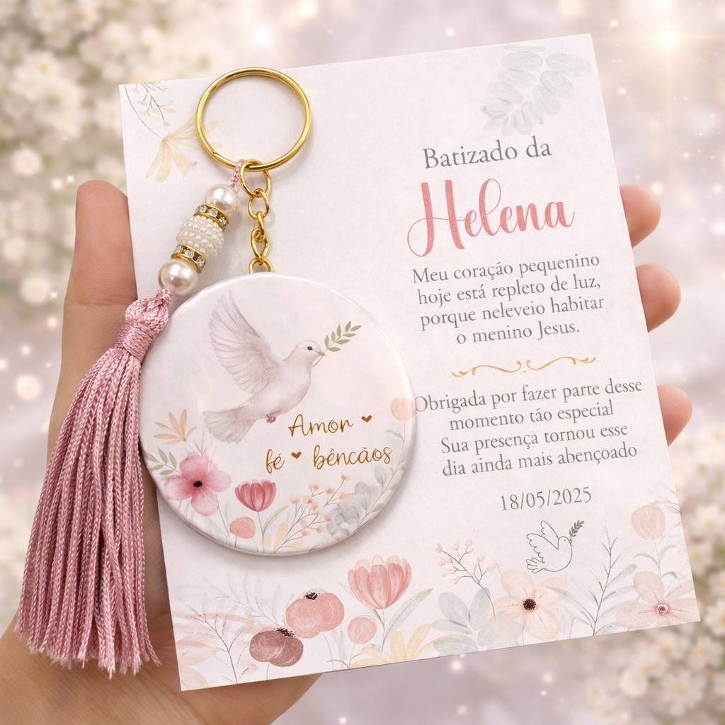 Kit Chaveiros Batizado | Tag Personalizada | Lembrança Batizado Personalizada