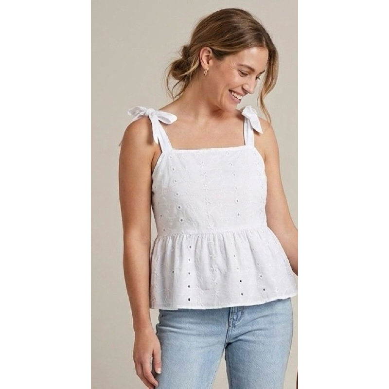 Blusa peplum branca em lese adulto e infantil