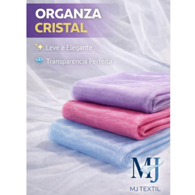 Organza Cristal 1 Metro – Tecido Leve, Transparente e Elegante | Decoração, Vestidos e Festas