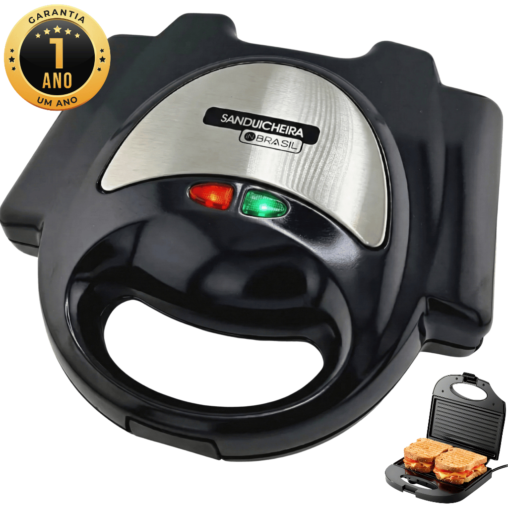 Sanduicheira Elétrica e Grill Inox antiaderente - 750W - Mod: INBSW02 - In Brasil