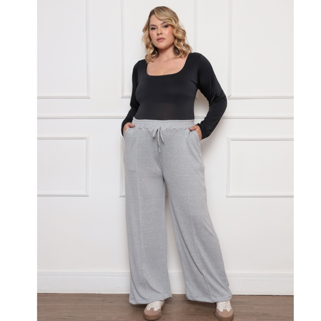 Calça Pantalona Lãzinha Feminina Inverno Moda Plus Size