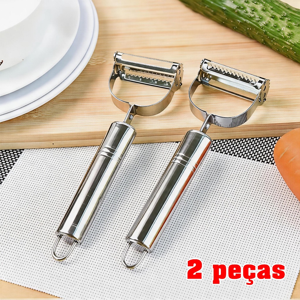 Descascador Legumes Frutas Dupla Lâmina Móvel 2 Em 1 - Descascador De Legumes Verduras Frutas