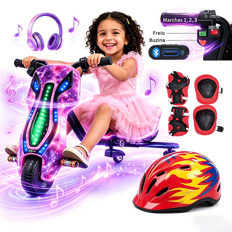 Triciclo Elétrico Drift para Crianças e Adultos Drift Kart Elétrico