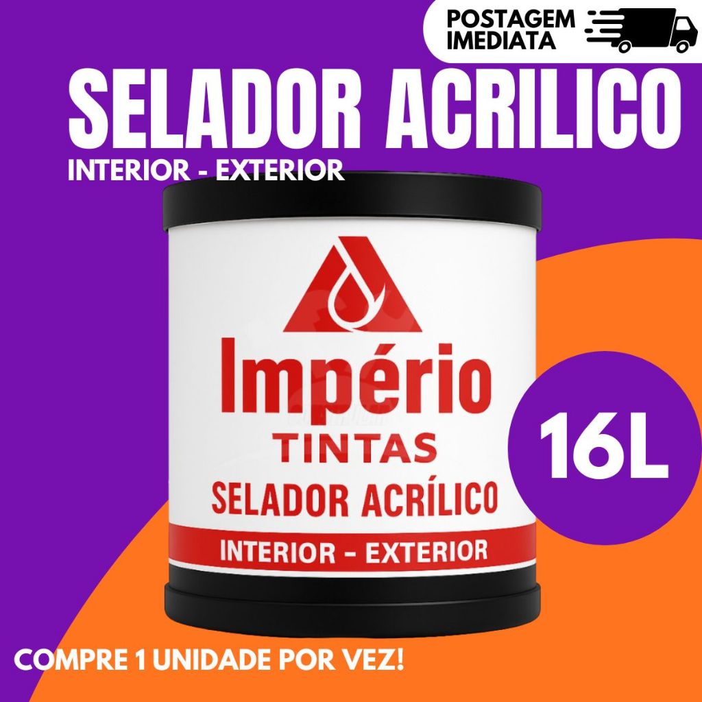 Selador Acrilico Profissional Interno Externo 16L Império 3,6l Parede Branco Premium Secagem Rápida