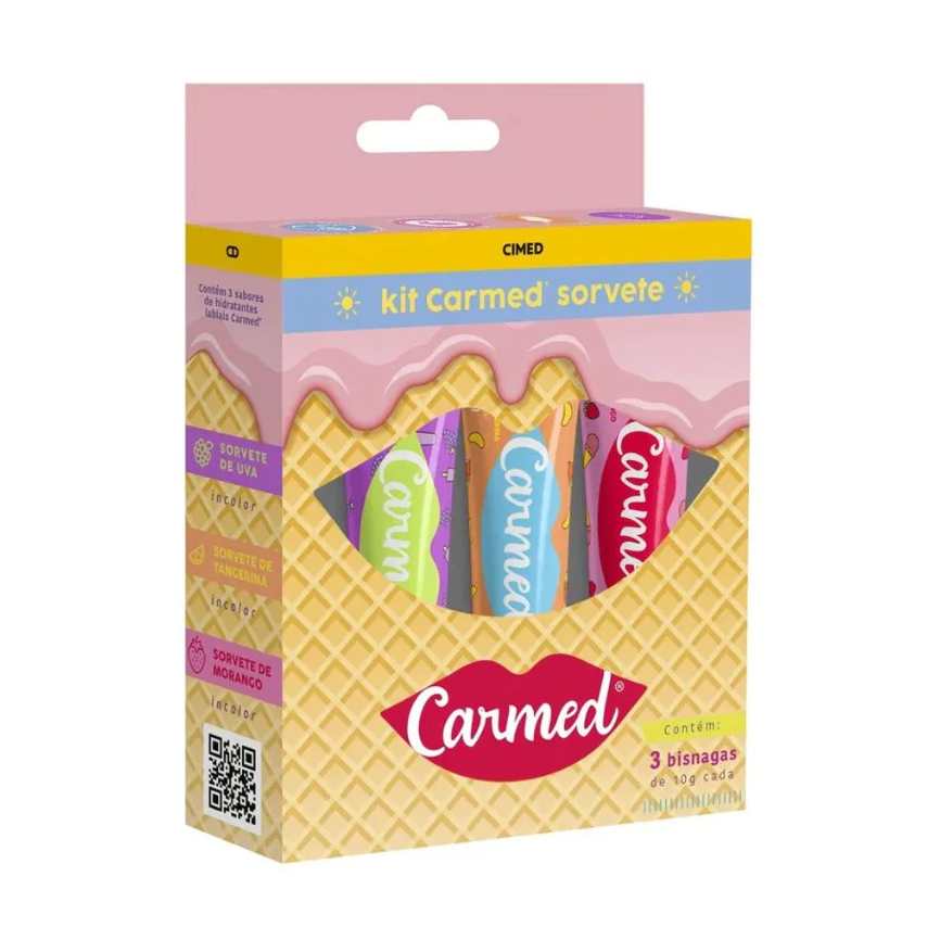 kit Carmed Sorvete Com 3 Bisnagas De 10g Cada Cimed