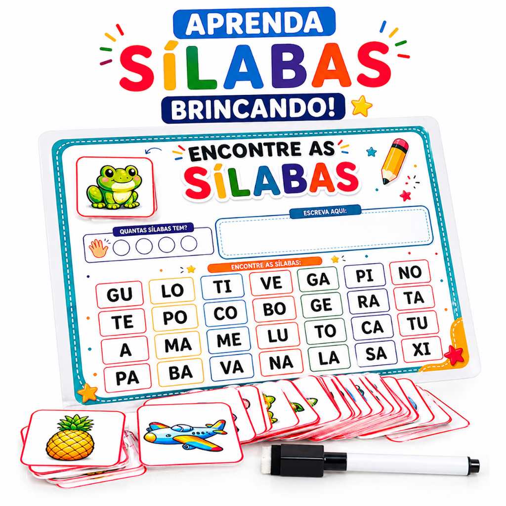 Encontre as Sílabas - Jogo de Alfabetização Infantil Dissílabas, Trissílabas e Polissílabas