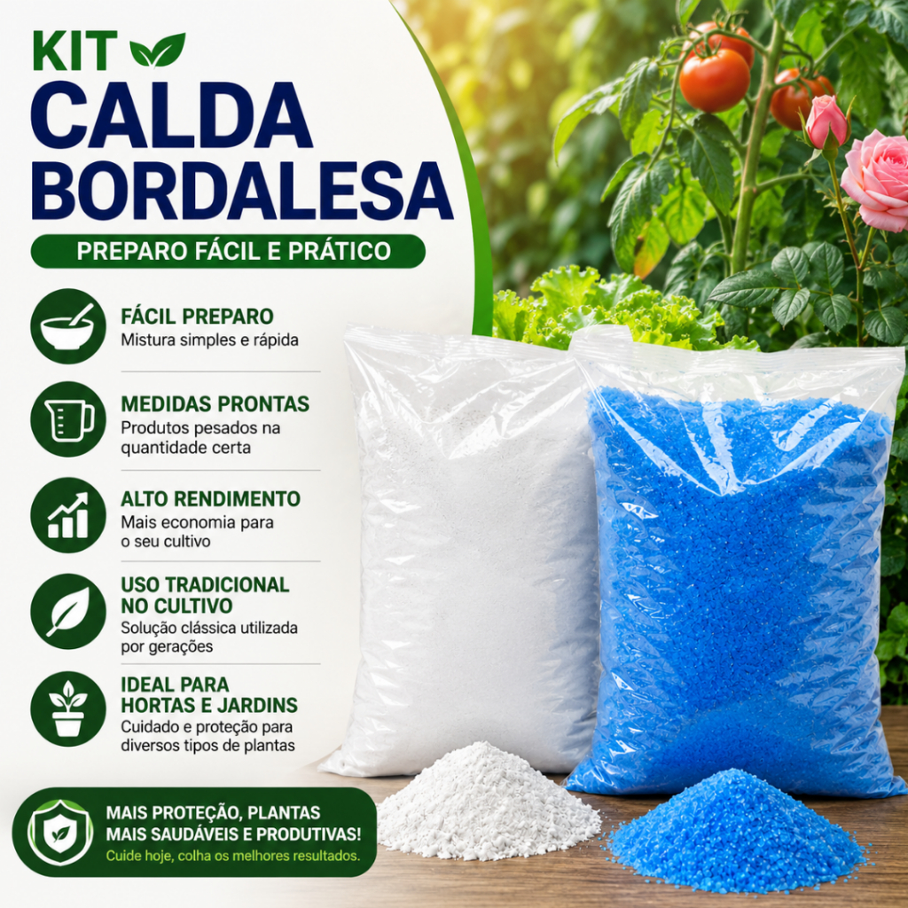Kit Calda Bordalesa Sulfato de Cobre + Cal Agrícola