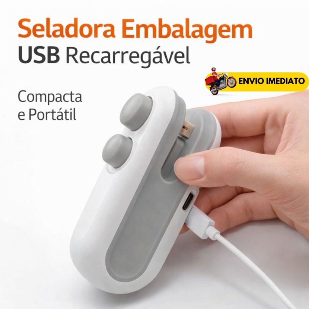 Mini Máquina Portátil Seladora Plástico Para Cozinha Sela Rapidamente Suas Embalagens Plásticas Sem Fio