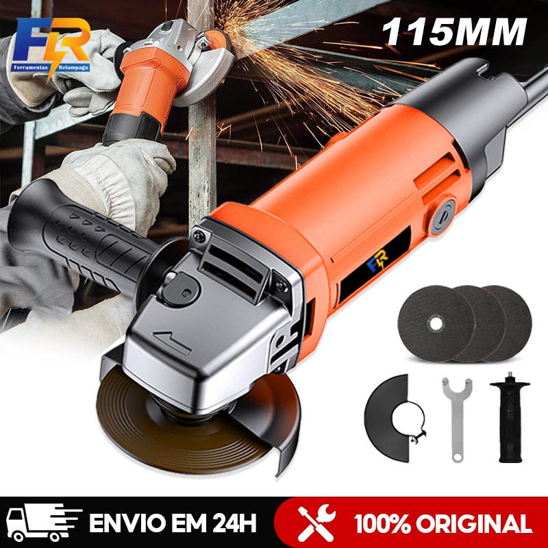 Esmerilhadeira Lixadeira Angular Profissional 900w 115mm Com 3 Discos