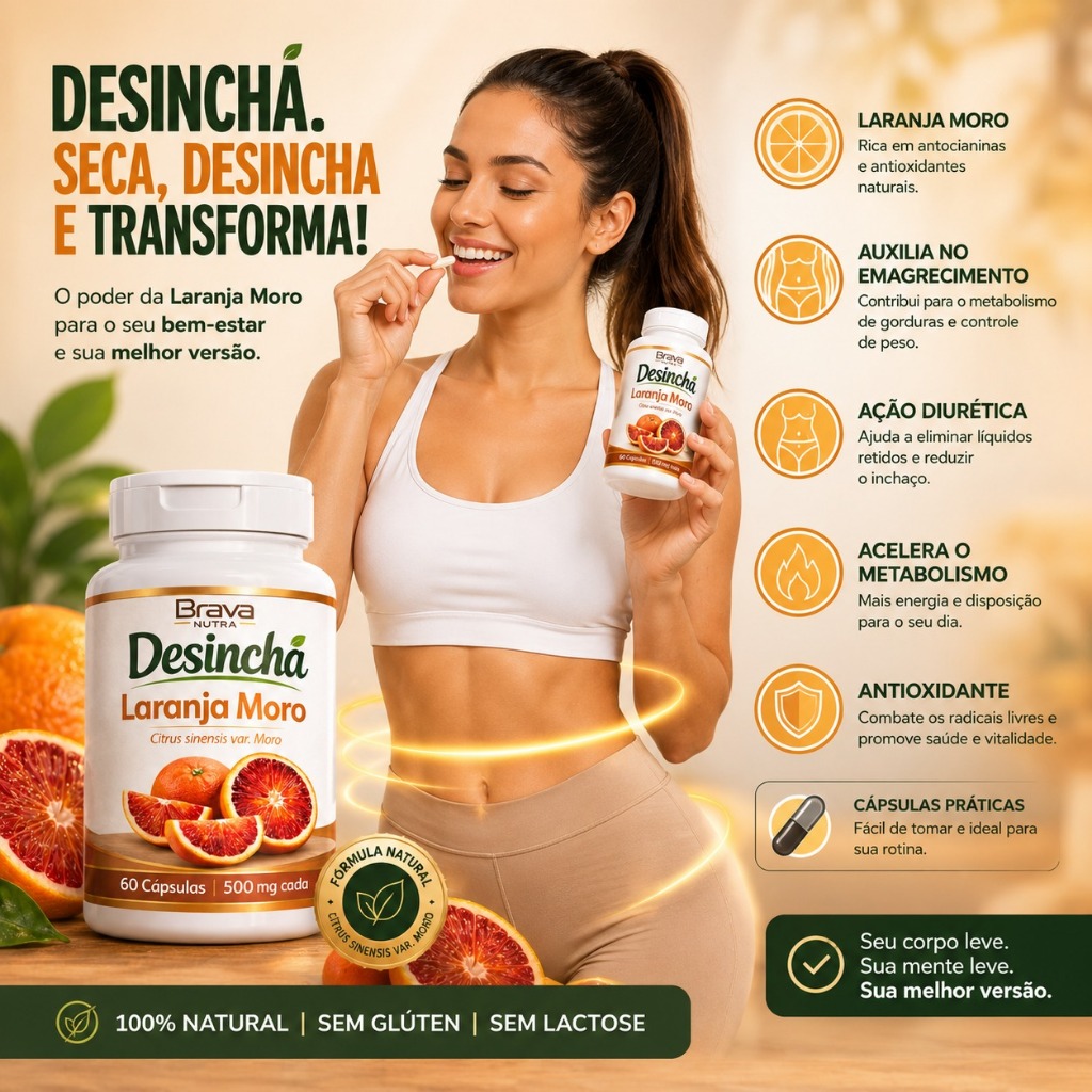 Auxilia no Inchaço e Retenção de Líquidos | Metabolismo Ativo | 60 cápsulas 500mg | Envio Imediato