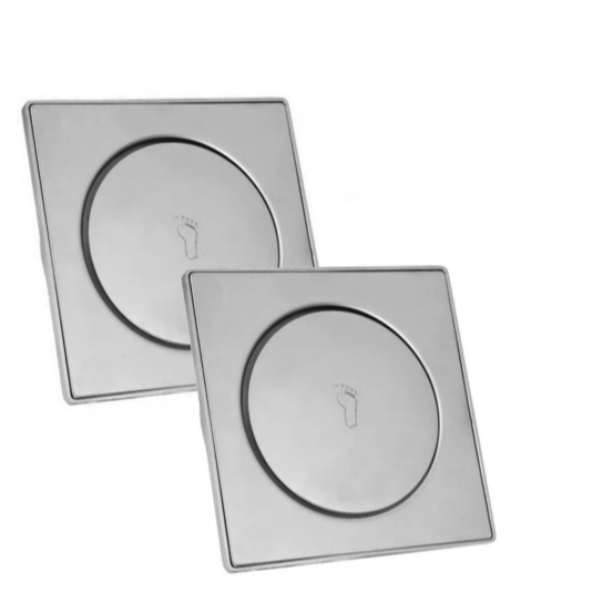 1/2 Ralo Inteligente 10x10/15x15Cm Click Inox Banheiro Lavabo Veda Cheiro