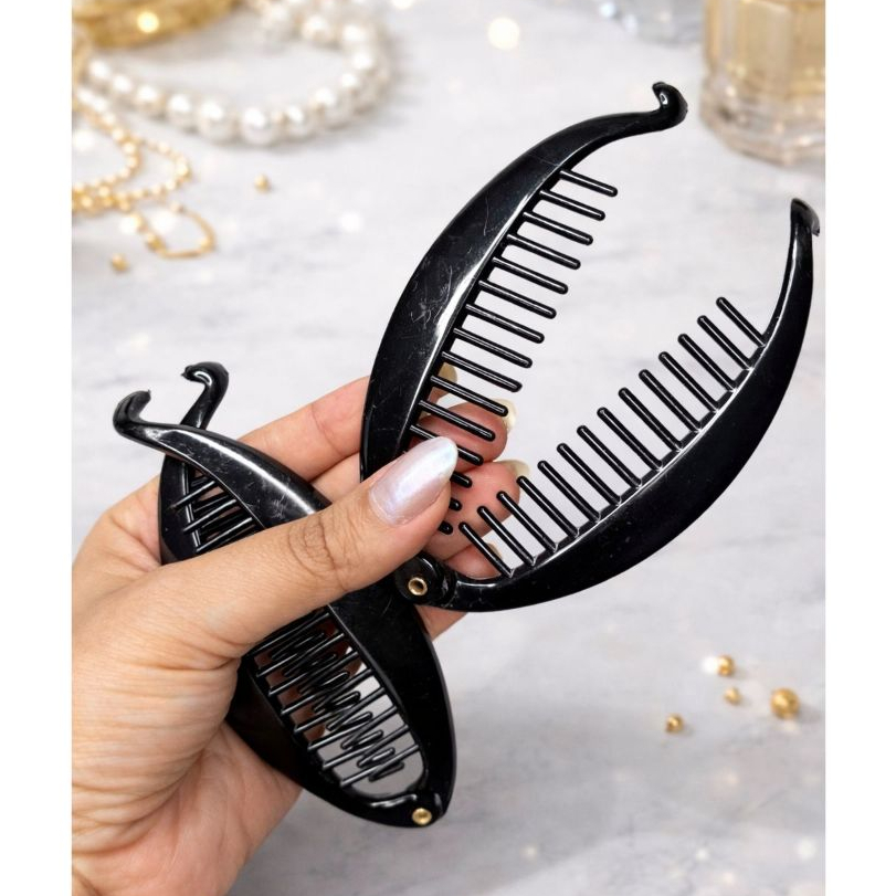 Kit Grampo de Cabelo Feminino Banana Preta com Fixação Segura para Vários Estilos