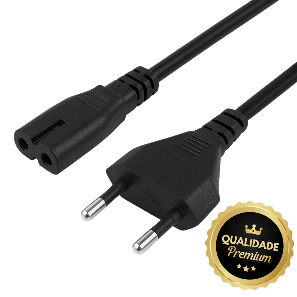 Cabo de Energia Bipolar Compatível com Caixa de Som Boombox 3-Alta Durabilidade e Qualidade 1,5m