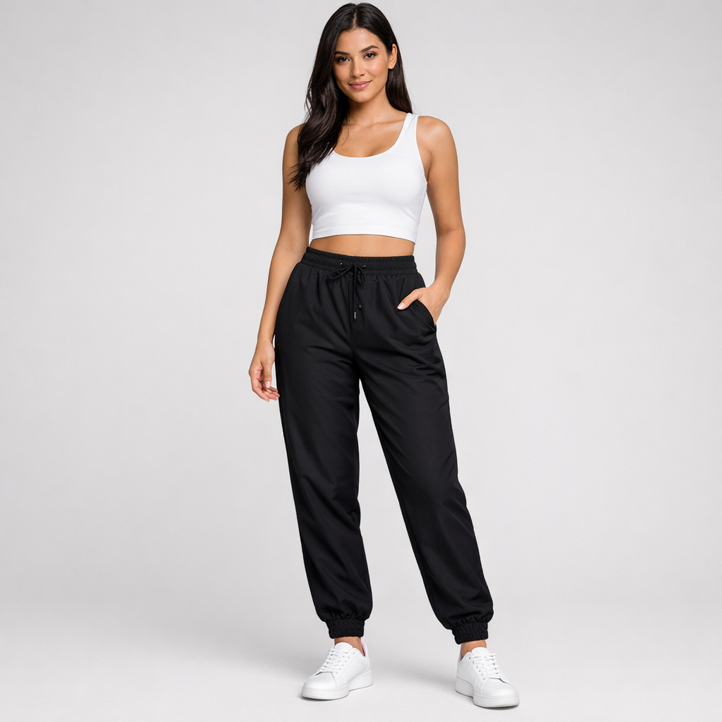 Calça Jogger Feminina Tactel com Punho Calça Esportiva Leve Secagem Rápida Academia Caminhada Casual