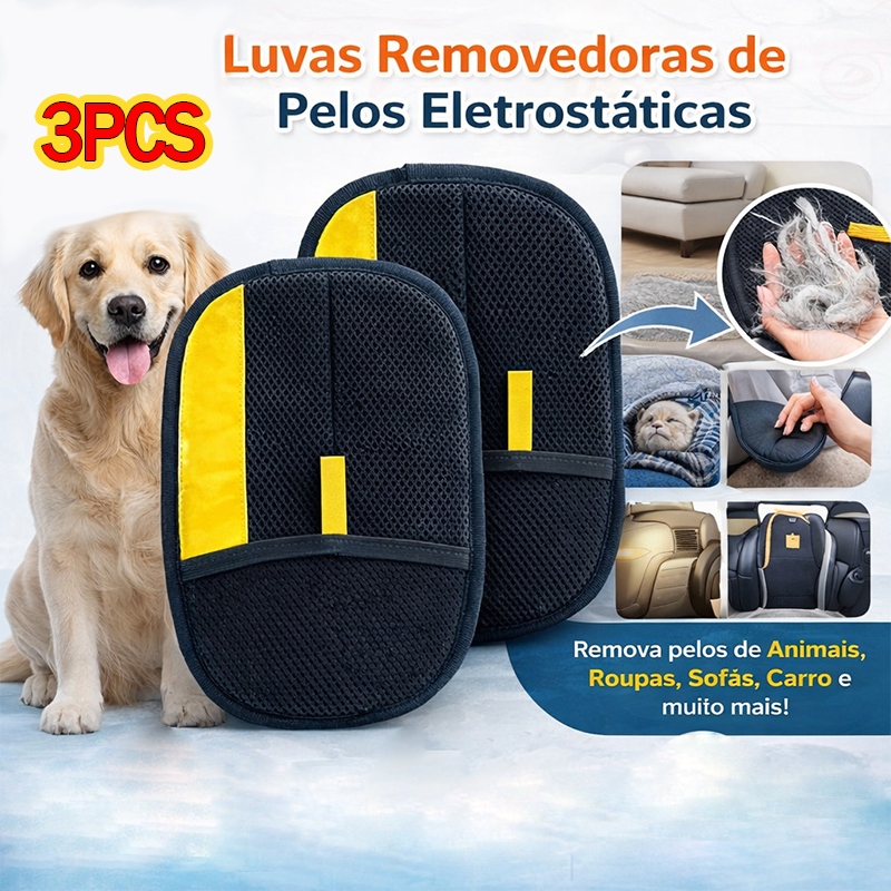 Luvas De Depilação Antiestáticas Para Animais De Estimação Malha Lavável Reutilizáveis Escova Bidirecional Remoção