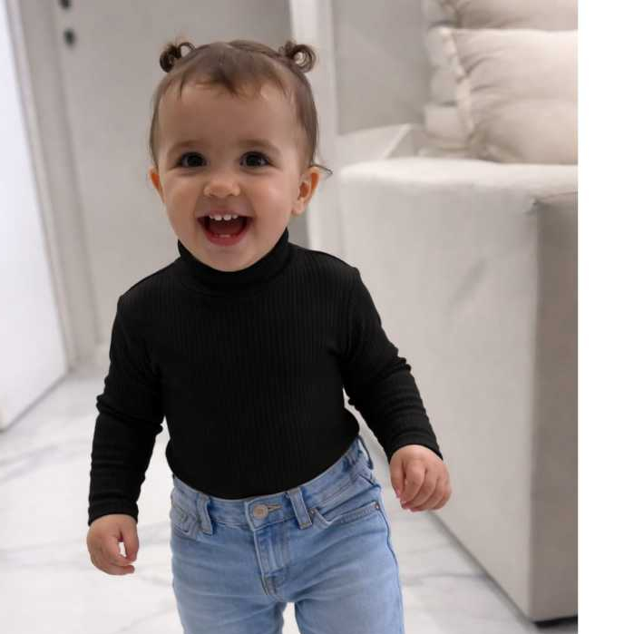 Blusa Gola Alta Manga Longa Infantil Menina 2 Ao 10