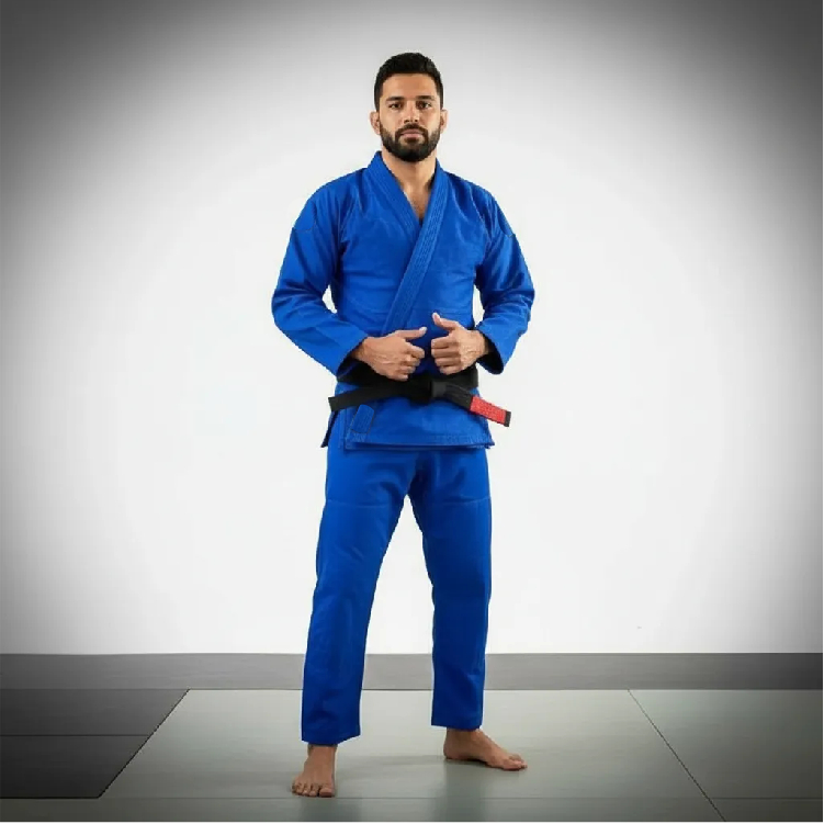 Kimono Jiu jitsu Trançado Azul Liso Xgear - Sem Faixa