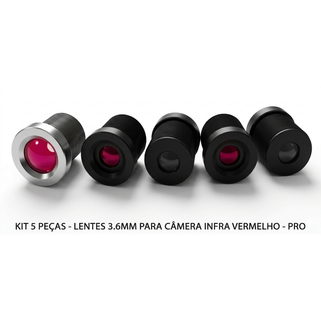 Kit 5 Unidades – Lente 3.6mm para Câmeras de Segurança e Infravermelho (M12)
