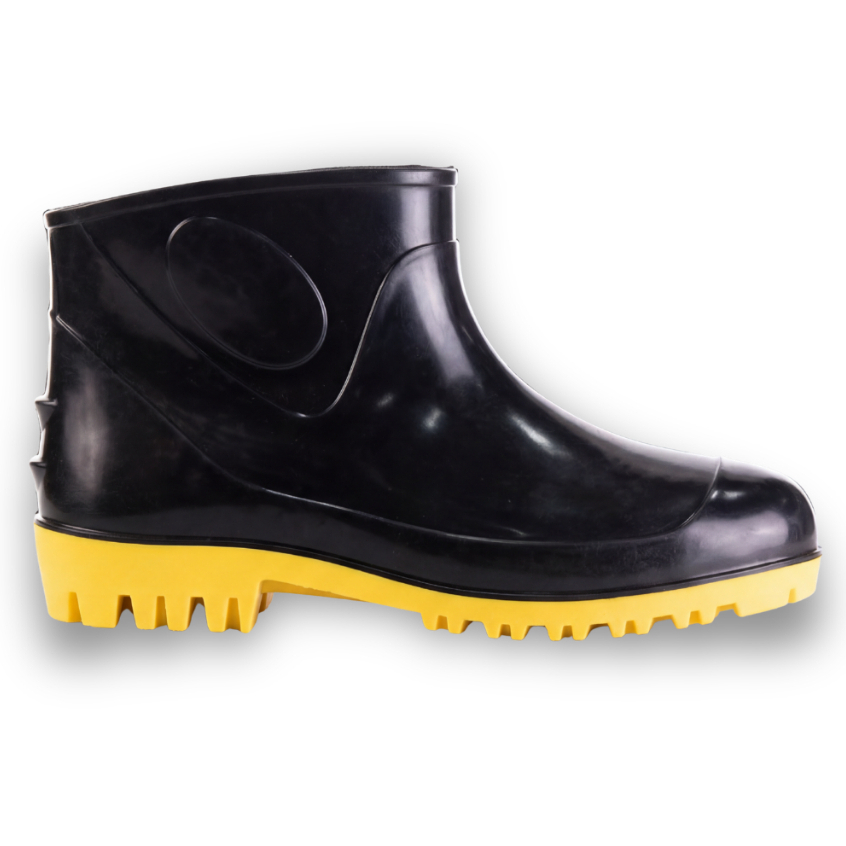 Bota Galocha PVC Impermeável Antiderrapante Cano Curto CA EPI Limpeza Faxina Motoboy Chuva Preto Amarelo