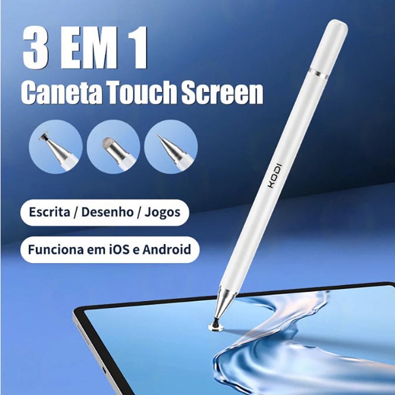 Caneta Touch Screen 3 EM 1 Ponta Pencil Universal compatível IOS ,iPhone,Android ,Windows iPad e Tablet K1