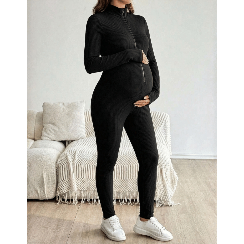 Macacao Longo Gestante Virginia Maternidade Casual Gravidez Manga Longa Gestaçao Coladinho