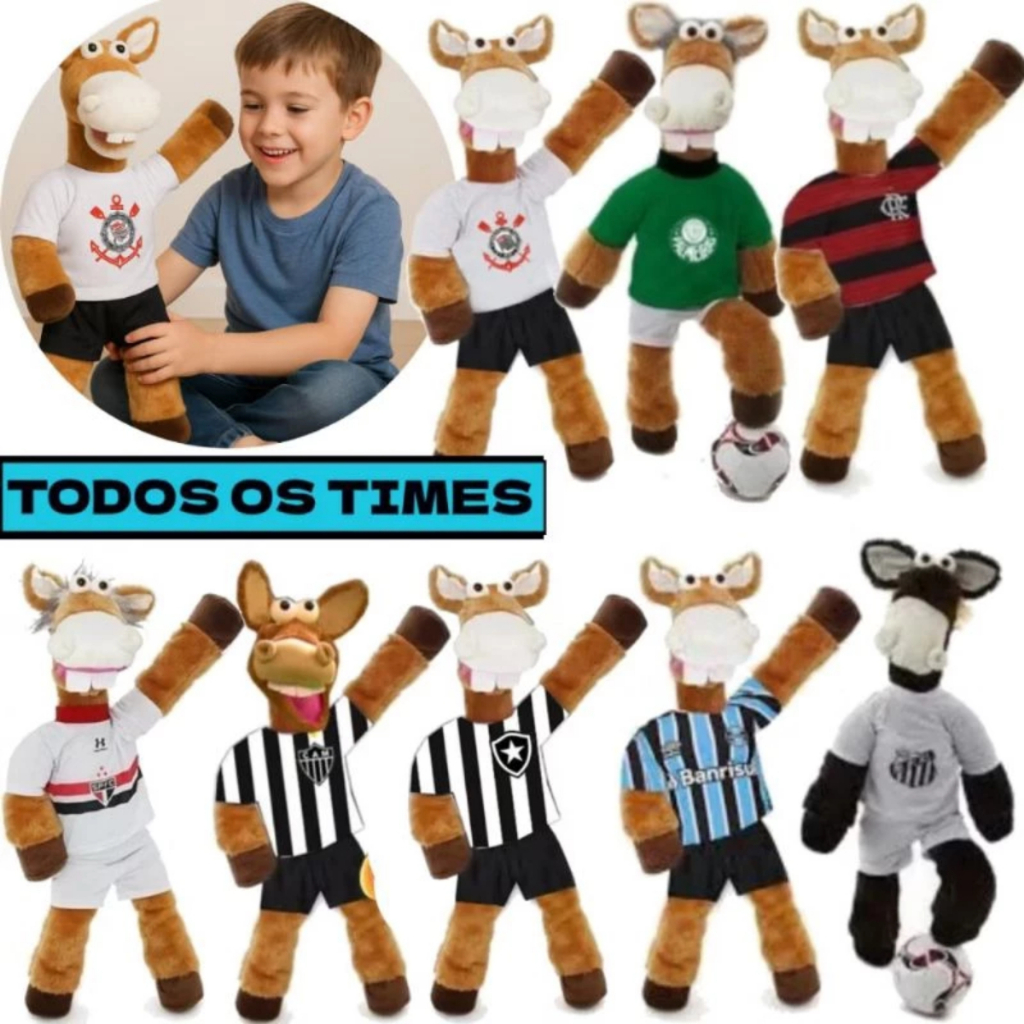 Pelúcia Cavalinho Fantastic Mascote Todos Os Times Brasileirão 2026 - 25 cm