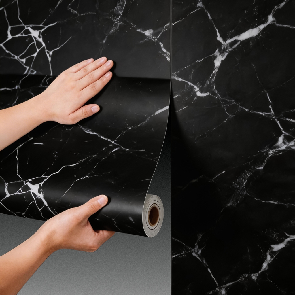 Papel de Parede Adesivo 5M Estilo Mármore Autocolante Decoração Para Sala Quarto Banheiro Cozinha Escritório Casa