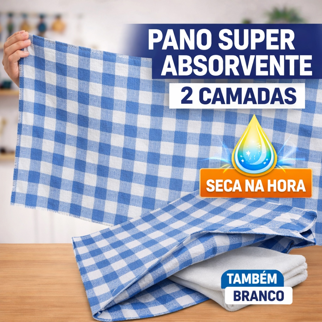 Kit 10 Pano de Chão Grande Saco Pano Limpeza Alvejado Xadrez Atacado Algodão Promoção