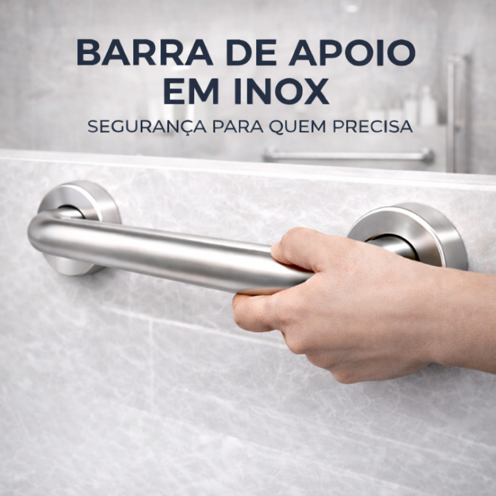 Barra de Apoio Inox 80cm Antiderrapante Para Banheiro Segurança