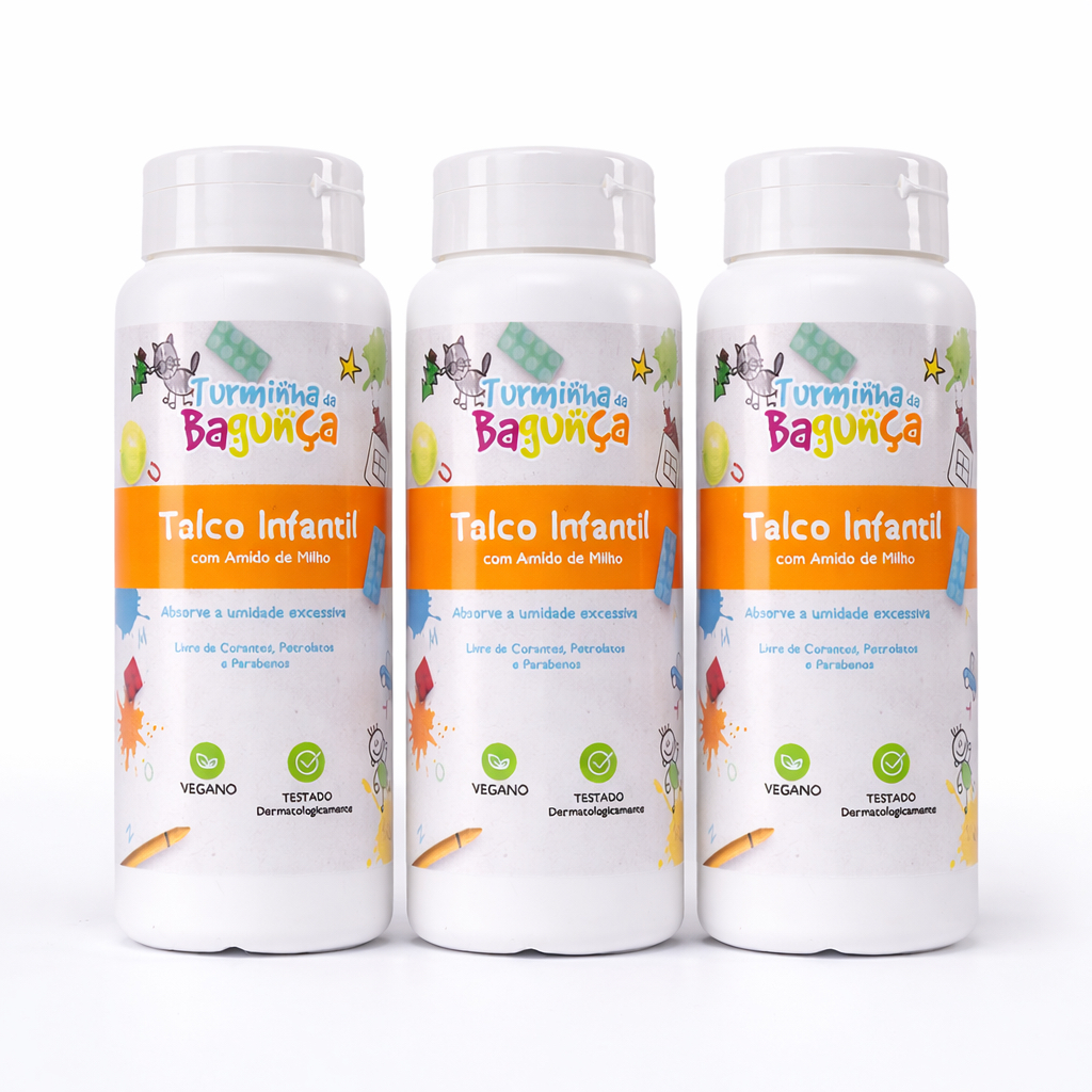 Kit 3 Talcos Infantis Turminha Da Bagunça 100g Vegano