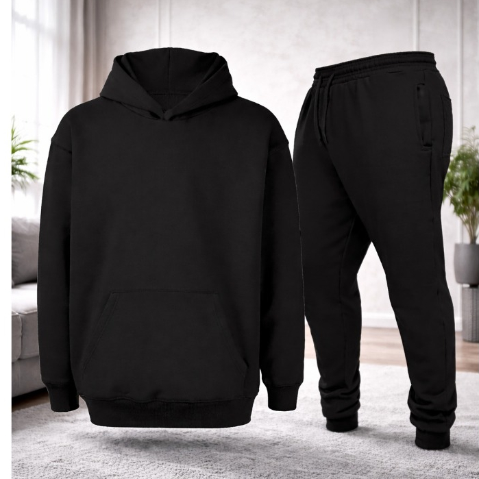 Conjunto Moletom Canguru e Calça Masculino Feminino Blusa De Frio Inverno Com Capuz E Bolso Flanelado Unissex Promoção