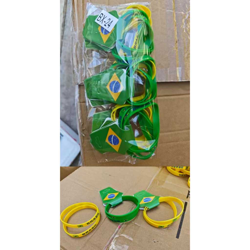 Pulseira Brasil Silicone Pacote Atacado Torcida Futebol Verde Amarelo