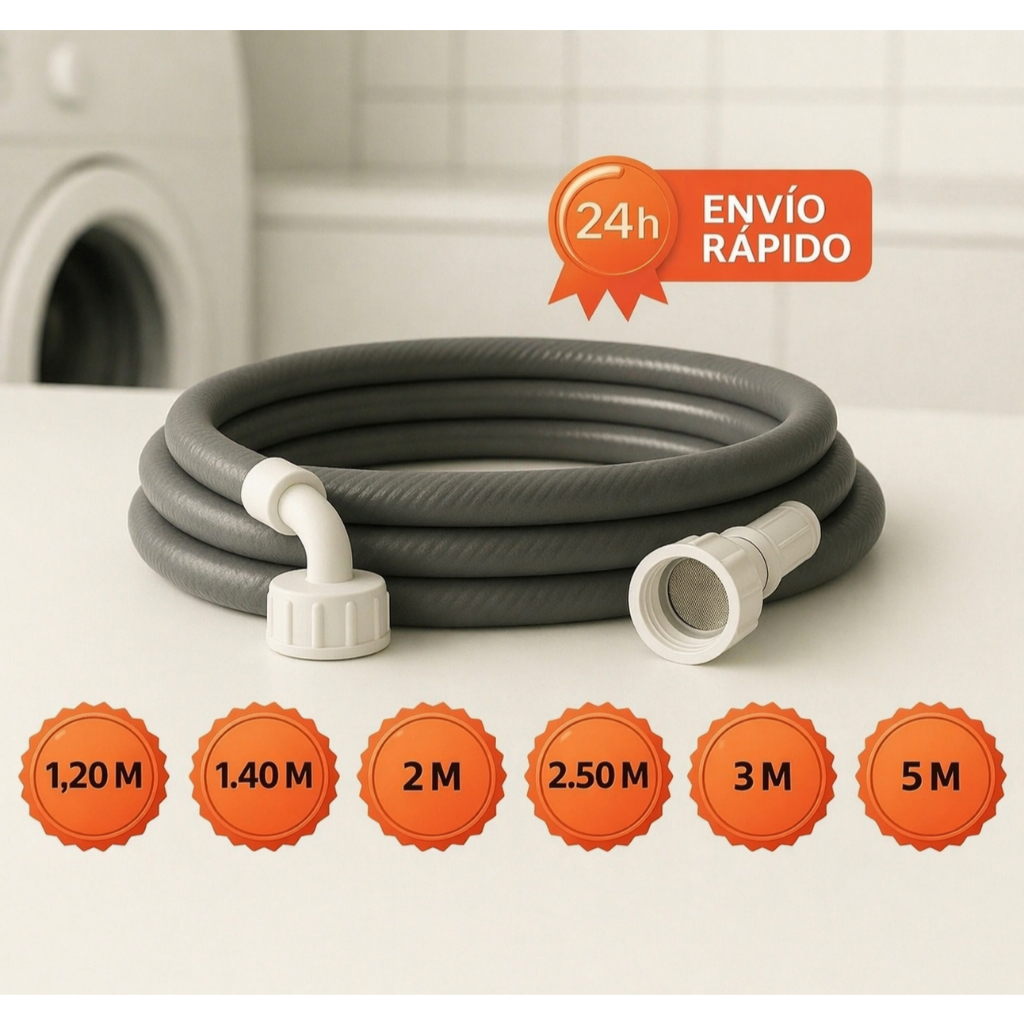 Mangueira Entrada Máquina de Lavar Água 1,20m 1,40m 2m  2,5m 3m 5m Lavadora Universal Reforçada Anti Vazamento