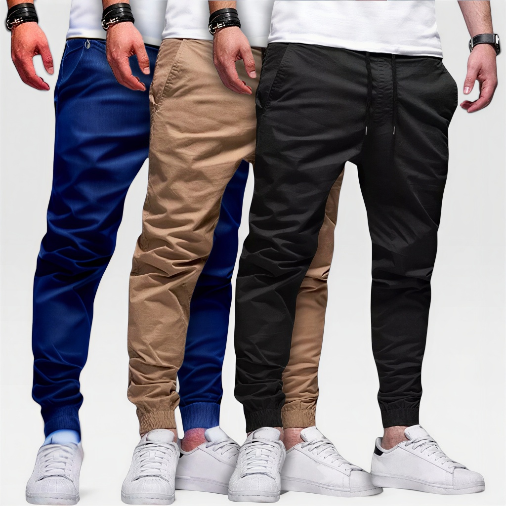 Kit 3 Calças Jogger Masculina Com Punho Premium Qualidade Moda Homem Estiloso