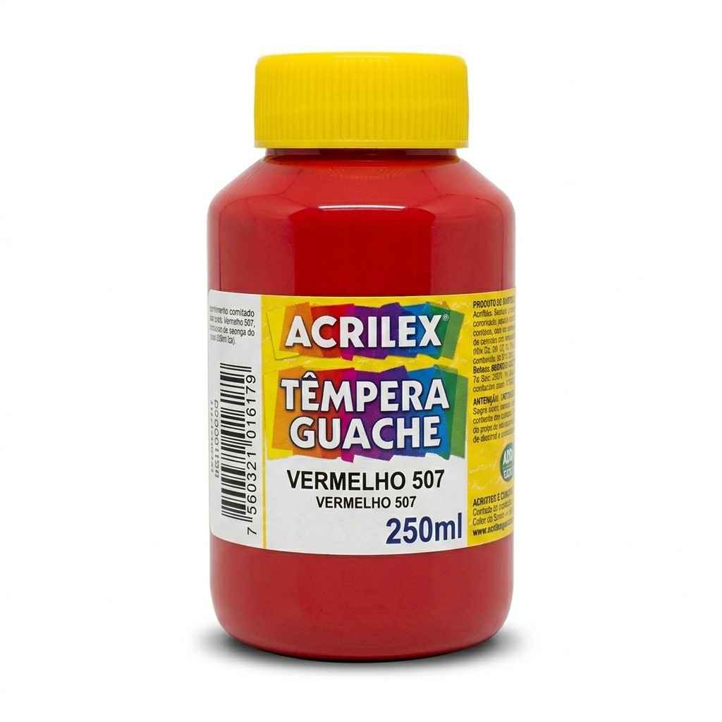 Tinta Guache Vermelho Fogo 250ml Acrilex Têmpera Guache Escolar Artística Atóxica Solúvel Em Água