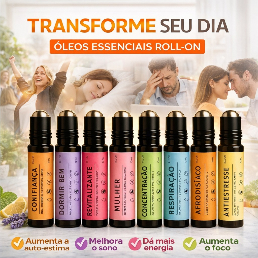 Roll On com Óleo Essencial Aromaterapia Terapêutico Pronto para Uso Tropfen 10 mL