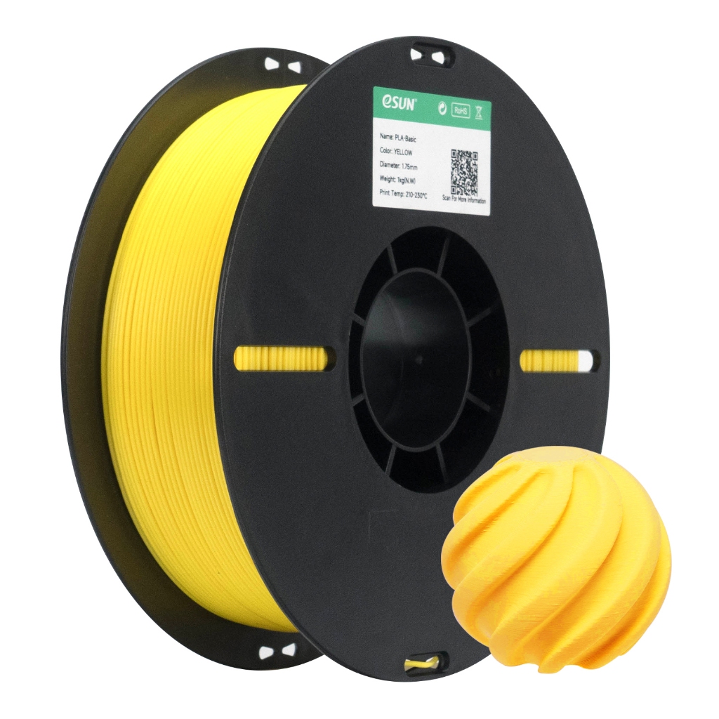 Filamento PLA ESUN para Impressora 3D - Cor Amarelo - 1kg - 1,75mm