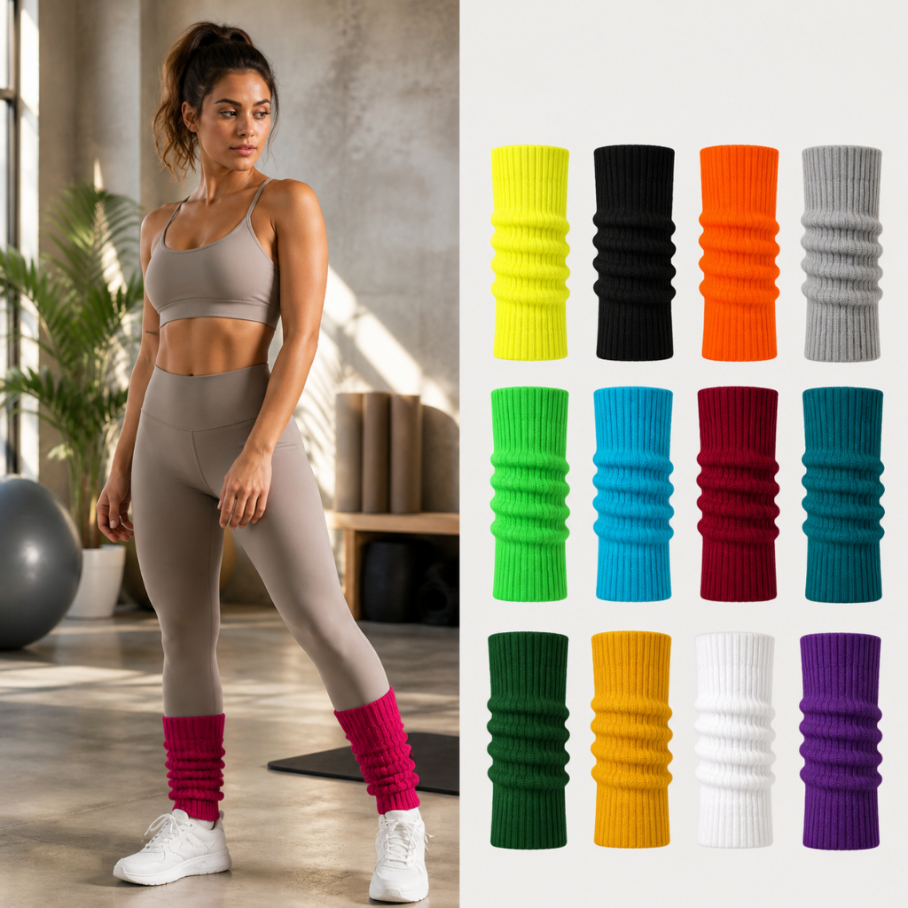 Polaina Meia Feminina Fitness Academia Pilates Balé Ballet Colorida Festa Anos 80 90 Canelada de Lã Retrô Vintage