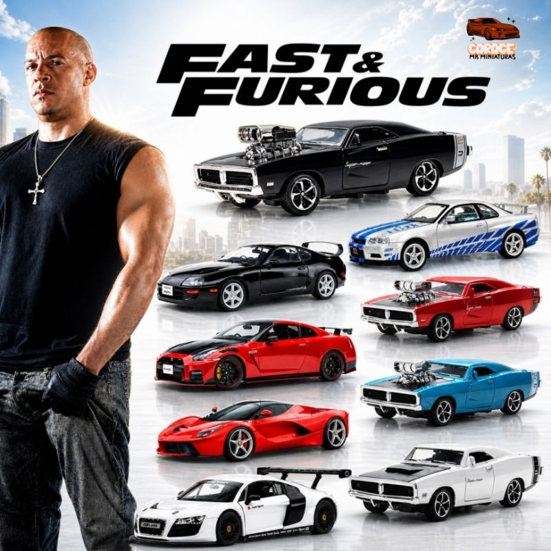 Miniatura de ferro Velozes e Furiosos Super Charger Supra Fricção Metal Diecast Brinquedo Coleção Presente